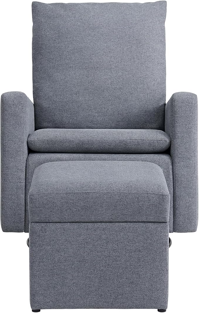Soho Baby Everlee Upholstered Glider and Ottoman Set, Charcoal