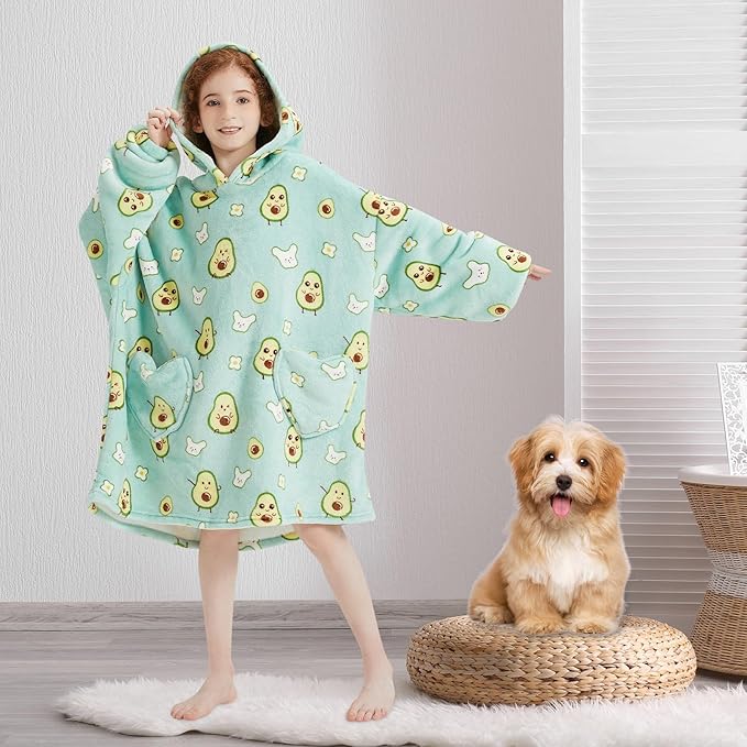 Fiosnow Avocado Blanket Hoodies for Kids 6-13YR Oversize Wearable Blanket Hoodies for Boys Girls Teens