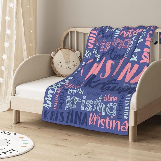 Dr.TOUGH Personalized Blankets with Name Customized Baby Blankets for Girls Boys Adults Monogrammed Blankets and Throws Christmas Birthday Mothers Fathers Valentines Day Gift (Dark Blue,30''×40'')