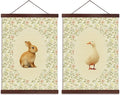 Wheatwin Nursery Decor, Vintage Baby Girl Nursery Wall Decor for Playroom Girls Boys Kids Room Bedroom, Animal Rabbit Goose Wildflower Floral Canvas Pictures Framed Art Decorations 12x16