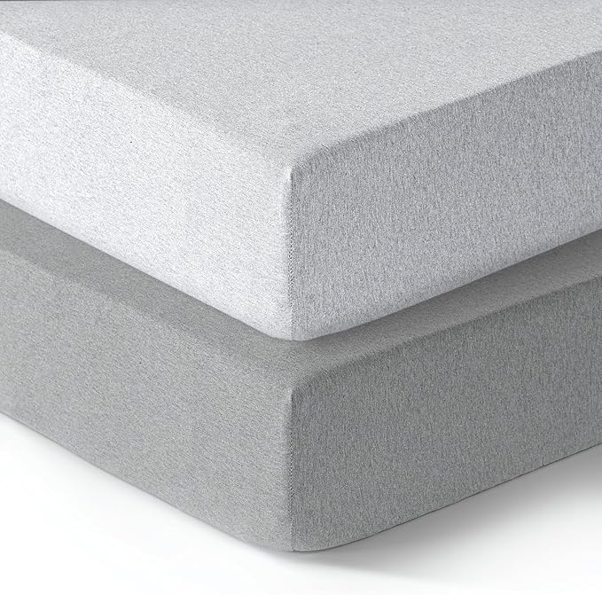 Dreamology Mini Crib Fitted Sheets, 100% Cotton Crib Sheets for Boys, Girls,Mini Crib Mattress Sheet,Baby Crib Sheets, Pack and Play Sheets,38x24 Mini Crib Sheet Fitted | Grey and Silver Grey