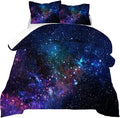 kxry Blue Purple 3D Galaxy Comforter Set Full Size Outer Space Starry Sky Universe Bedding Sets for Girls Teens Kids 1 Comforter + 2 Pillow Cases
