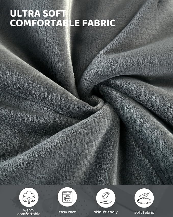 Heated Blanket Electric Blanket Full Size, Super Soft Cozy Upgraded Flannel Heating Blanket with 9 Heating Levels & 1-9 Hours Auto Off, Fast Heat & Overheat Protection, 72" x 84", Iron Gray