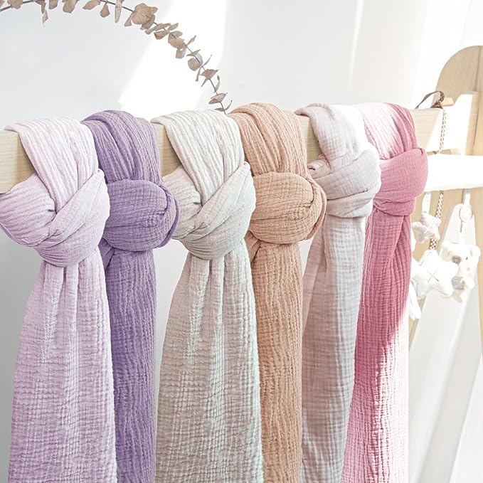 lulumoon Muslin Swaddle Blanket Baby - Cotton Swaddling Blanket Soft Baby Receiving Blankets Neutral 2Pack(Pink)