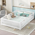 Bellemave Queen Size Floor Bed for Kids, Girls, Boys, Wood Floor Bed with slats and Door, White