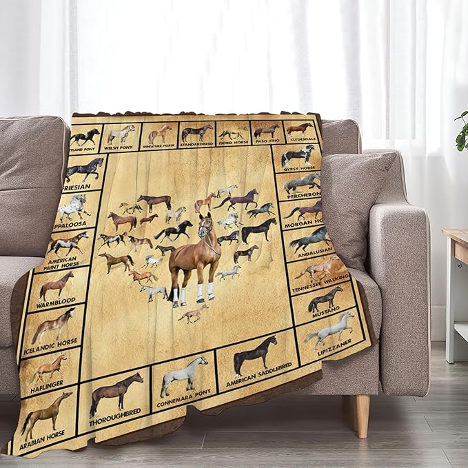 Tijuboni Horses Throw Blanket Horse Gifts for Girls Boys Women Men Kids Adults Soft Flannel Fleece Blanket for Couch Sofa Bed Home Decor 40"x50"