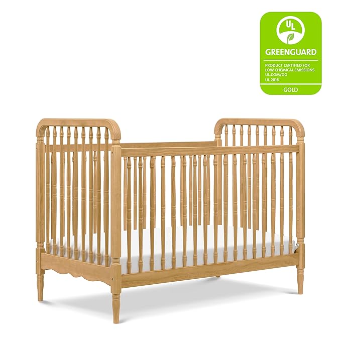 Namesake Liberty 3-in-1 Convertible Baby Crib w/Wooden Toddler Bed and Daybed Conversion - Durable, Easy to Assemble & GREENGUARD Gold Certified - 4 Adjustable Mattress Heights - Honey