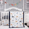 Belsden Dinosaur 3 Piece Crib Bedding Set for Baby Boys Girls, Classic Nursery Bedding Essential Including Comforter, Crib Sheet and Crib Skirt, Ultra Soft Cozy, Dino