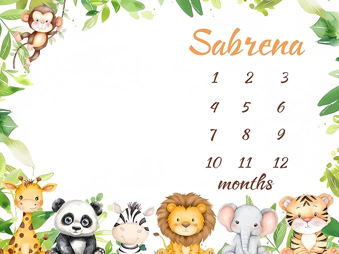 OLIVE OLIVIA Personalized Baby Gifts with Customized Name - Monthly Milestone Blanket for Girls and Boys, Perfect Custom Gift, 60"x80"