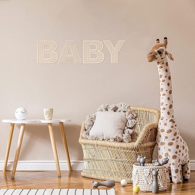 Wooden Rattan Letters 8 inch Wood Letters G for Wall Decor Crafts Boho Nursery Decor for Baby Shower Wedding Bedroom Name Signs Large Rustic Letter Home Decoration
