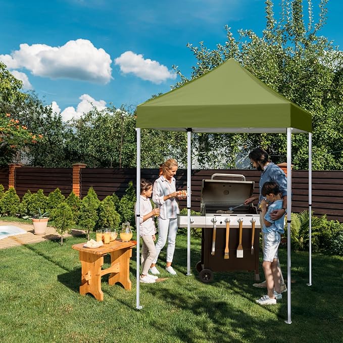 EAGLE PEAK 5x5 Pop Up Canopy Tent Instant Outdoor Canopy Easy Set-up Straight Leg Folding Shelter, Grass Green