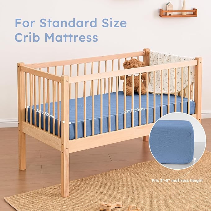 Yoofoss Muslin Crib Sheets for Boys Girls 100% Cotton Fitted Baby Crib Sheet 2 Pack Soft and Breathable for Standard Crib Mattress & Toddler Mattress 52"x28"