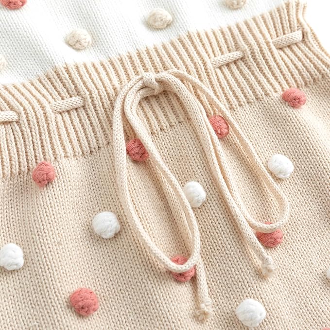 Simplee kids Baby Girl Knit Romper Fall Sleeveless Pompoms Rompers Newborn Little Girl Overall Jumpsuit Outfits