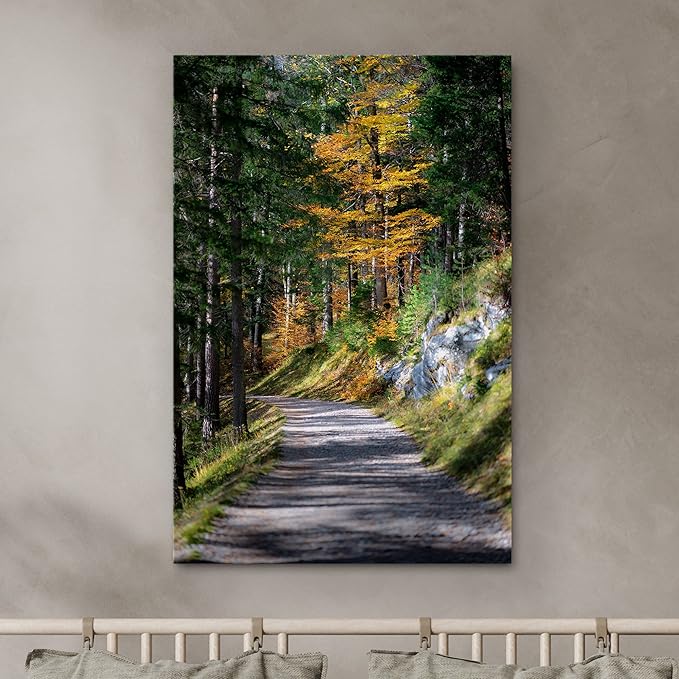 SIGNWIN Canvas Wall Art Green Forest Path Nature Forest Photography Realism Rustic Scenic Dramatic Multicolor Cool for Living Room - 16"x24" inches