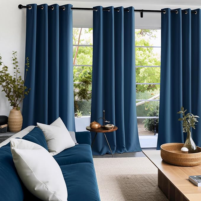 NICETOWN Morrocan Blue Room Darkening Curtains 90 Inches Long 2 Panels for Living Room, Bedroom, Nursery Summer Thermal Insulated Blackout Drapes Grommet Noise Reducing Window Curtains, W40