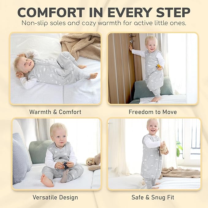 Mama Cheetah Toddler Sleep Sack with Feet 4T - 5T, 2.5 TOG Organic Cotton Baby Sleeping Bag with Legs, Baby Wearable Blankets for Walkers w/ 2-Way Zipper, Baby Sleep Sack for Girls & Boys, XL