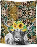 Blanket for Girls Women - 60x50 Inches Aesthetic Highland Cow Throw Blanket for Kids Teens Adults - Dark Soft Fuzzy Leopard Print Blankets Decor for Bed Couch Sofa