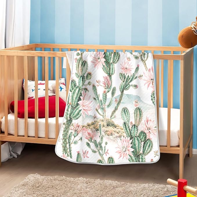 Cactus Baby Blanket for Girls Boys Soft Warm Reversible Infant, Newborn, Toddler Receiving Blanket Unisex Travel Throw Blanket for Crib Stroller Nursery, 30"x40"