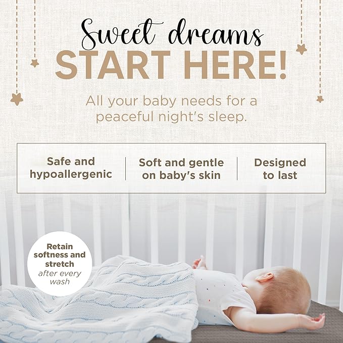 Pack and Play Sheets Fitted - Portable Mini Crib Mattress Sheet for Boys & Girls - Soft Muslin Cotton Playard Sheets - Play Yard Mattress Cover - Fits Most Pack n Play - Safe and Snug for Baby 2 Pack