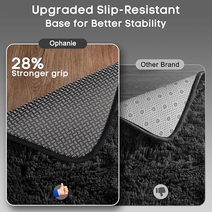 Ophanie Runner Rug for Hallway, 2x6 Bedroom Black Runner Rugs, Non Slip Fluffy Soft Shaggy Bedside Carpet for Kids Girls Boys Home Decor Aesthetic, Dorm Nursery