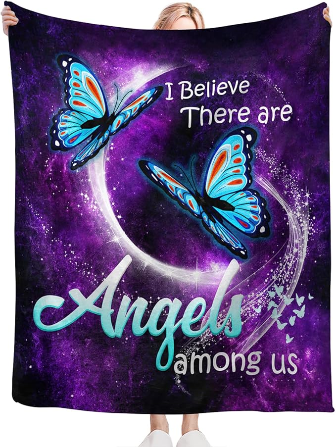 Tijuboni Butterfly Throw Blanket Blue Butterfly Gifts for Girls Boys Women Men Kids Adults Soft Flannel Fleece Blanket for Couch Sofa Bed Home Decor 50"x60"