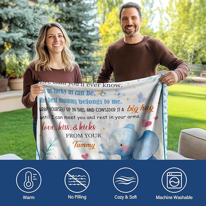 New Mom Gifts for Women, New Mom Blanket, Mother to be Gifts for 1st Time, First Pregnancy Gifts for Christmas Thanksgiving for Mother, Flannel Throw Blanket for Sofa Couch Bed 50"x60"