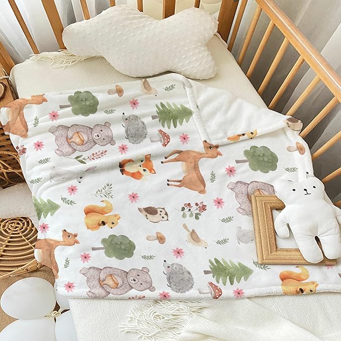 Thuswarm Cute Animals in The Woodland Flannel Blanket for Autumn Winter Gifts Warm Cozy Soft Funny Print Throw for Bed Couch Sofa 40”×30” XSmall for Pets