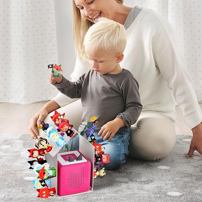For Tonies Box Shelf,for Tonie Shelf Magnetic house shaped shelf adhesive Metal Plate Tonie Storage Shelf for 35 tonie figurines tonie display, for Kids Play Room, Wall-Mounted and Desktop Placement.