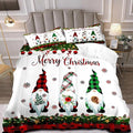 LUVIVIHOME 3PCS Merry Christmas Comforter Set King Size, Gnomes Bedding, Cute Christmas Bedroom Decor for Kids Boys Girls Teens, Xmas Gifts, Buffalo Plaid Christmas Gnomes Decorations, 2 Pillow Cases