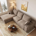 107 Inch Cloud Sectional Couch, Modern Modular Sectional Sofa with Deep Seat, Corduroy Boneless Couches with L-Shape Chaise for Living Room Bedroom, No Assembly Required (Camel, Left Facing Chaise)