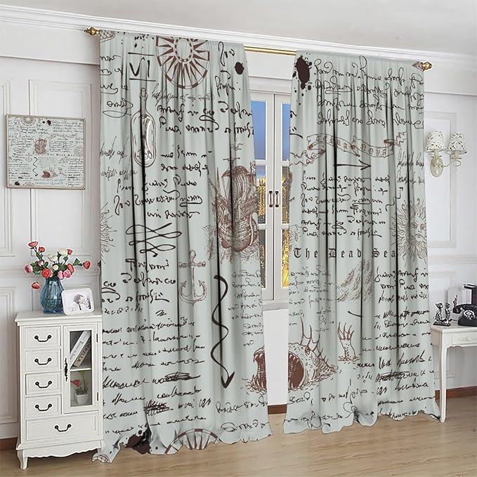 Nautical Theme Window Curtains,Pirate Sailboat Curtains for Bedroom,Starfish Print Draperies for Living Room,Ocean Window Treatment Curtains Set 2 Panels,42x63 Inches