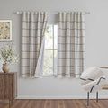MYSKY HOME 100% Blackout Navy Blue Plaid Linen Curtains 63 Inches Long Windowpane Pattern Double Layer Farmhouse Thermal Insulated Drapes with Rod Pocket Back Tab for Bedroom, 2 Pcs, 52" Wide
