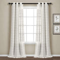 Lush Decor Farmhouse Textured Grommet Sheer Window Curtain Panel Pair, 38"W x 108"L, White