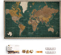 Canvas World Map with Cork Pin Board - English Lettering - Decorative Wall Decoration for All Rooms - Canvas Pictures with World Map Motif (150x100 cm, Pattern 4)