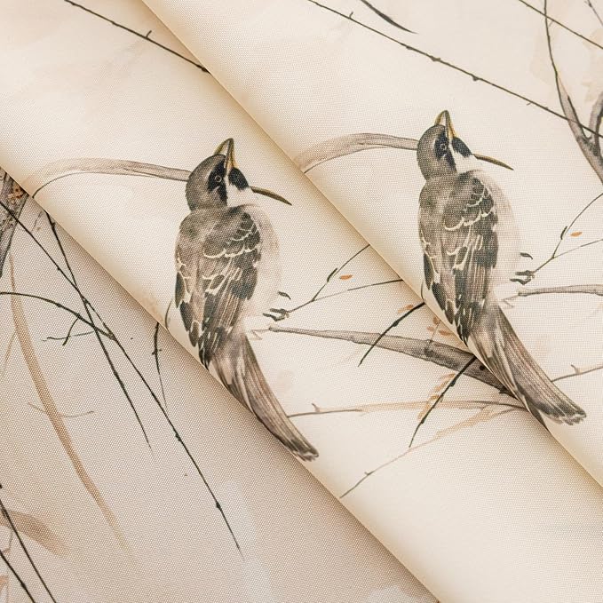 ENJOYBRIDAL Bird Patterned Curtains 84 Inches Semi Sheer Living Room Drapes Floral Bedroom Printed Farmhouse Window Curtain Panels Floor Length Boho 2 Panels Botanical Rod Pocket Window Treatments