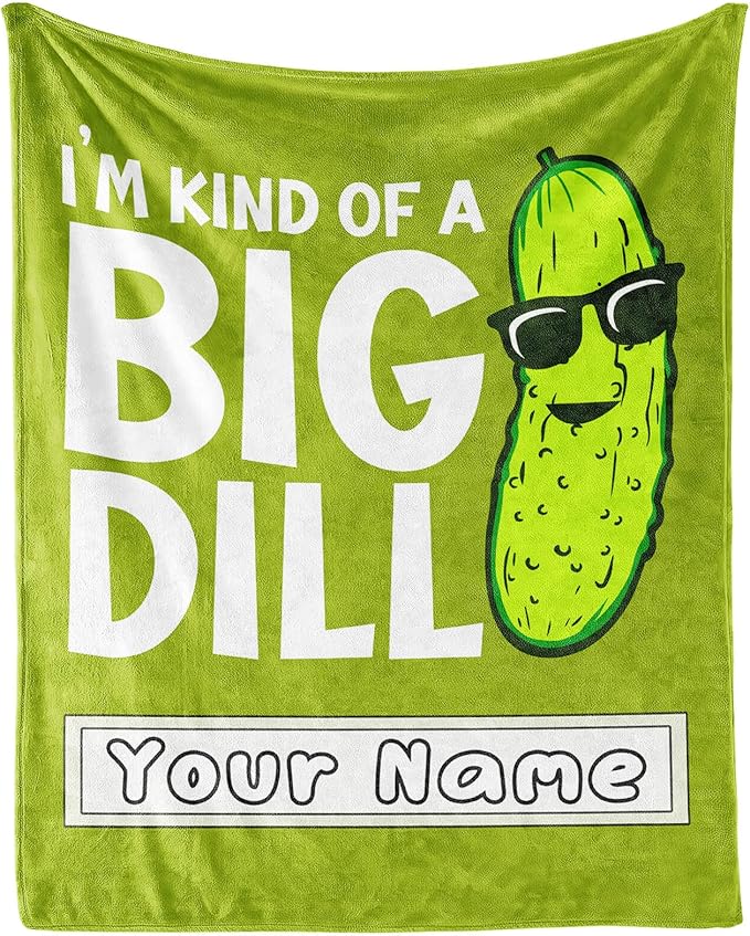 Custom Pickle Throw Blanket for Girls Boys - 40x50 Inches Crib Size - Soft Fluffy Cozy Blankets Gift - Green Funny Blanket Throws for Travel, Office