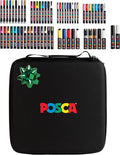 Posca Exclusive Holiday Paint Markers Gift Set of 62 with Case, Great for Kids and Adults, For Coloring Christmas Decorations, Canvas, Glass or Wood, Includes 350, 1MR, 1M, 3M, 5M, 7M, 8K, & 17K