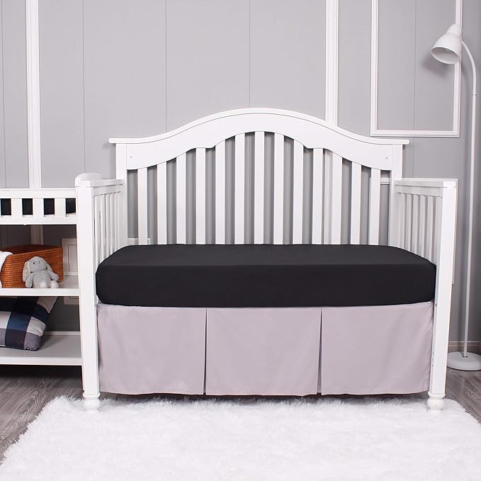 Belsden 3 Pack Microfiber Durable Crib Sheets Fitted, Silky Soft Smooth Breathable Baby Sheets Set, 28''x52'' Fits Standard Crib and Toddler Mattresses, White & Grey & Black