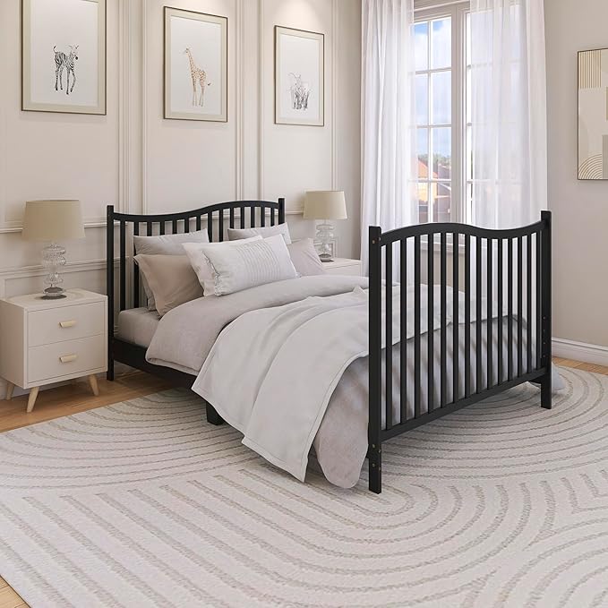 Dream On Me Chelsea 5-In-1 Convertible Crib In Black, JPMA Certified