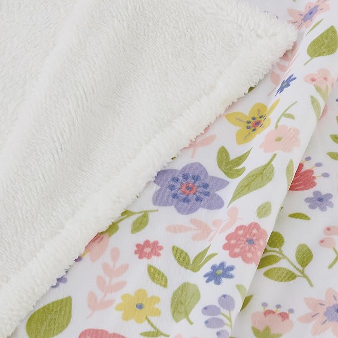 CREVENT 2Pcs 30''X40'' Cute Cozy Fluffy Warm Baby Blankets for Infants Toddlers' Bedding Crib Cot Stroller - Grey Cloud + Minky Daisy