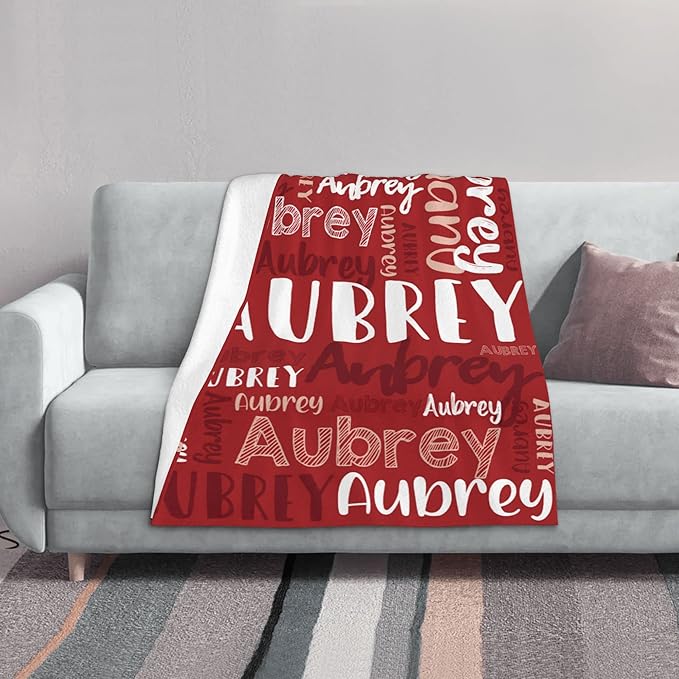 Dr.TOUGH Personalized Blankets with Name Customized Baby Blankets for Girls Boys Adults Monogrammed Blankets and Throws Christmas Birthday Mothers Fathers Valentines Day Gift (Red,50''×60'')