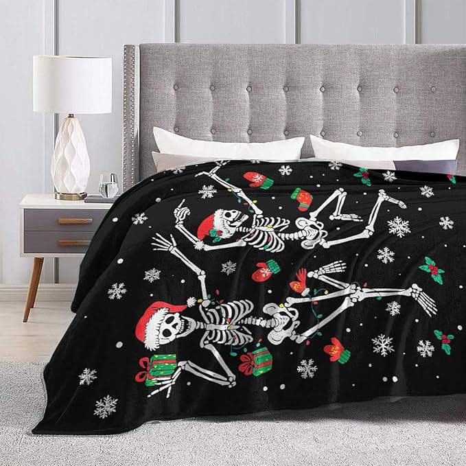 Gothic Fleece Blanket Christmas Skull Throw Blankets for Girls Boys Super Soft Warm Flannel Funny Throws Gifts for Men Women Cozy Fuzzy Plush Stuffed Couch Bed Bedding Decor 50"x40"