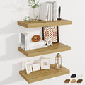 Fun Memories 24 x 12 Inch Deep Floating Shelves, 12 Inch Deep Rustic Wooden Book Shelf, Extra Deeper & Thicker Hanging Shelves for Living Room, Bathroom, Bedroom, Kitchen, Office, Set of 3 (Oak)