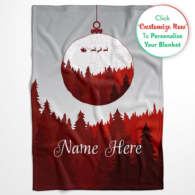Personalized Plush Christmas Blanket | Cozy Fall Throw Blanket | Custom Winter Blankets | Ornament Christmas Throws | Santa Sofa Bed Throw | Customized Soft Christmas (Sherpa 50x60)