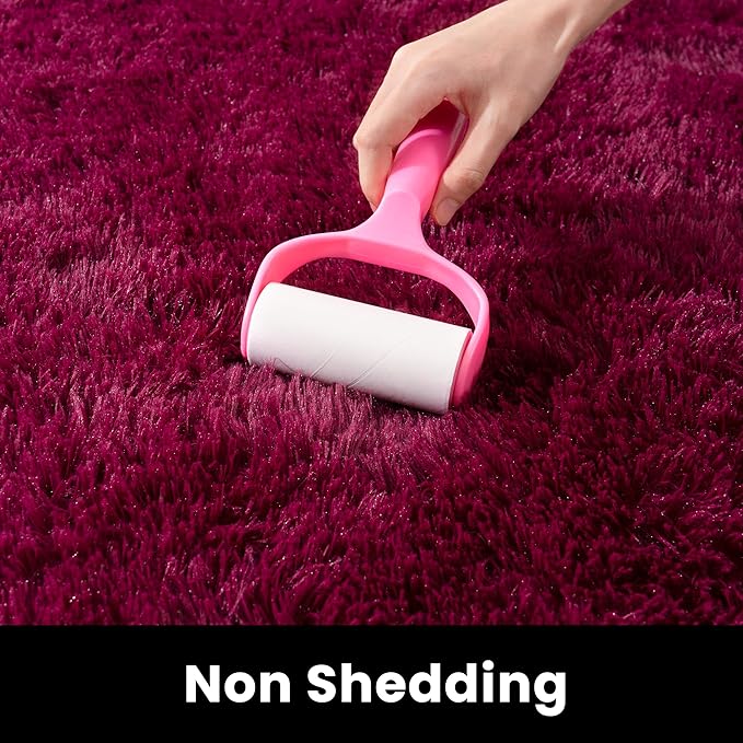 2x6 Rug - Non-Slip Runner for Living Room - Height Pile 1.4" Plush Rug - Throw Rugs Carpet for Bedroom - Burgundy