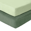 Dreamology Muslin Crib Sheets 2 Pack, 100% Cotton Crib Sheet Fitted, for Girls, Boys, Muslin Crib Sheet for Standard Crib, 52x28 Crib Mattress Sheets, Standard Crib Sheets | Green and Light Green