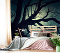 XMPMBM-Magic Forest backsplash Decorative Wallpaper Starry Sky Large Tree Bedroom Bathroom Wall Mural- W 88" X H 59"（36 Square Foot）