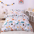 JSD Dinosaur Kids Duvet Cover Set Twin Size, 2 Piece Soft Printed Microfiber Bedding Comforter Cover with Pillow Sham Zipper Closure, Comforter Not Included