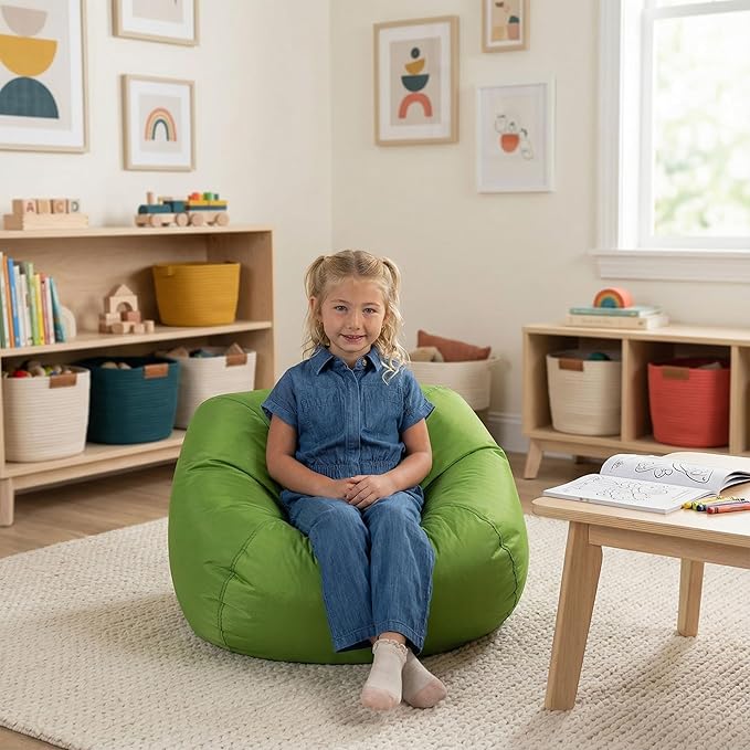 Big Joe Classic Bean Bag Chair, Spicy Lime Smartmax, Durable Polyester Nylon Blend, 2 feet Round