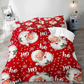 LUVIVIHOME 3PCS Santa Claus Duvet Cover King Bedding Set, Red Duvet Cover, Christmas Bedding, Polka Dot Snowflake Holiday New Year Xmas Gifts Christmas Comforter Bedspread Quilt Cover, 2 Pillow Cases